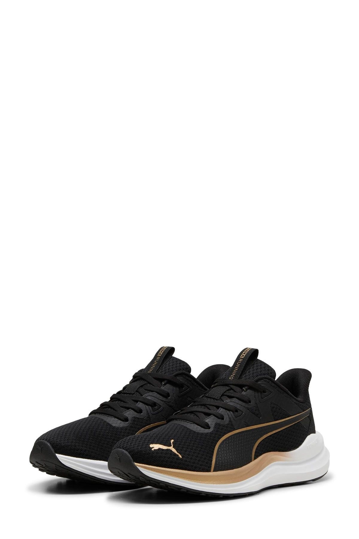 Puma Reflect Lite-Puma Black-Puma Gold Siyah Kaıdn Günlük Spor Ayakkabı Siyah