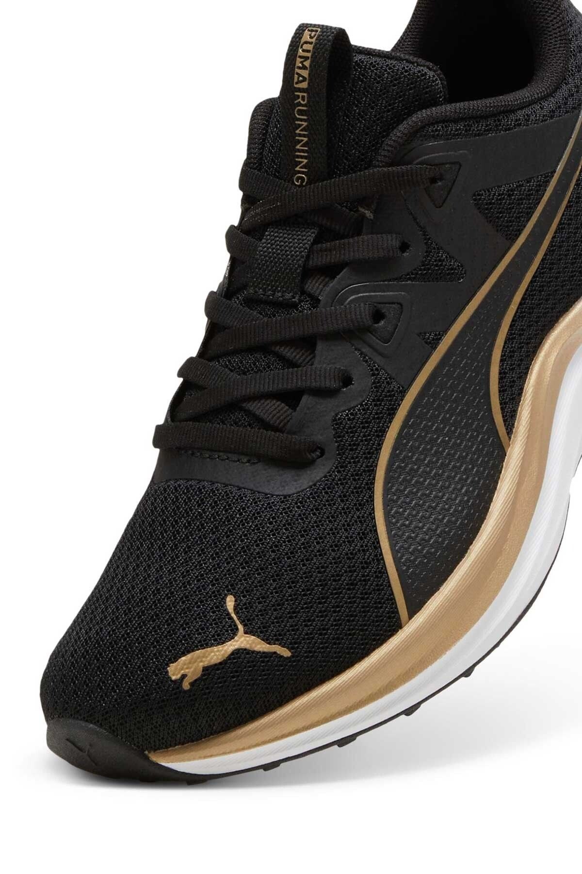 Puma Reflect Lite-Puma Black-Puma Gold Siyah Kaıdn Günlük Spor Ayakkabı Siyah