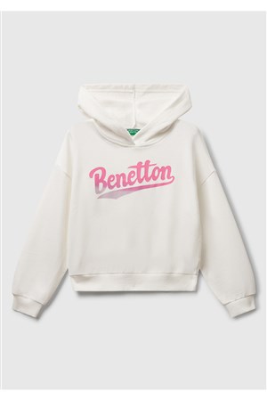 Benetton Kız Çocuk Beyaz Sweatshırt